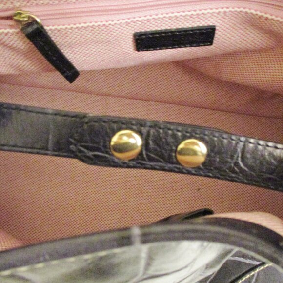 Dooney & Bourke Satchel Handbag Black Croc Embossed Leather Reversible Clip Lock - Picture 8 of 15